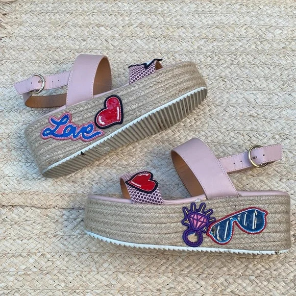 Love Moschino fun I DO pink espadrille sandals - Picture 12 of 14